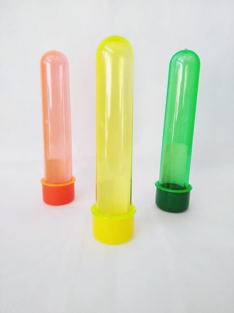 KIT 10 TUBI DA 13cm C0PERCHIO IN PLASTICA COLORATA DECORAZIONE PER FESTE