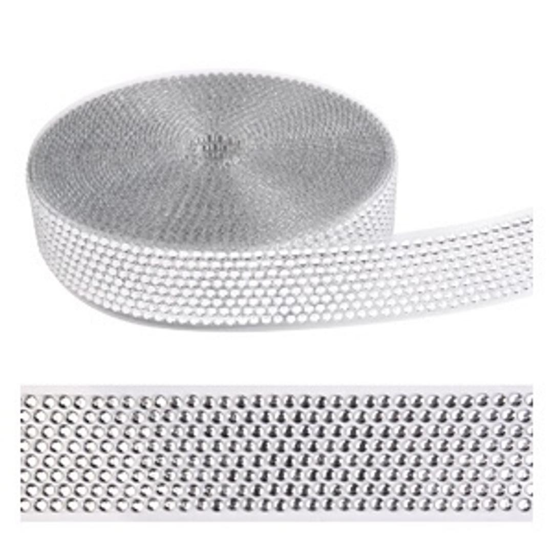 Nastro 8 file Strass Argento H4cm