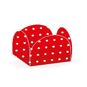 PIROTTINI PER CONFETTI TARTUFO ROSA CON FANTASIA PALLINI BIANCHI in forma di piccola scatola - 50 pezzi