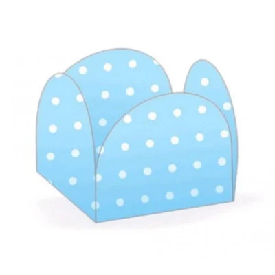 PIROTTINI PER CONFETTI , TARTUFO BLU  CON FANTASIA PALLINE BIANCO  in forma di piccola  scatola - 50 pezzi - 50 pezzi