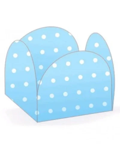 PIROTTINI PER CONFETTI TARTUFO CON FANTASIA BLU BABY in forma di piccola scatola - 50 pezzi