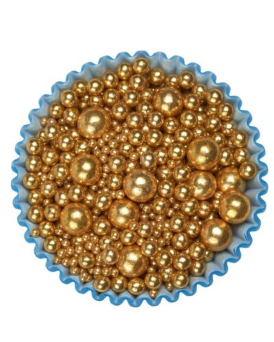 Sferici di zucchero dorati di diverse misure