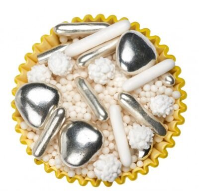 Sprinkles Mix Deluxe Purity bianco, argento 100g - Decorazioni San Valentino per Dolci e Biscotti