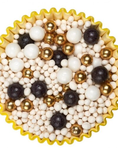 SPRINKLES MIX Deluxe Black Gold bianco, oro , nero 100g - Decorazioni per Dolci e Biscotti