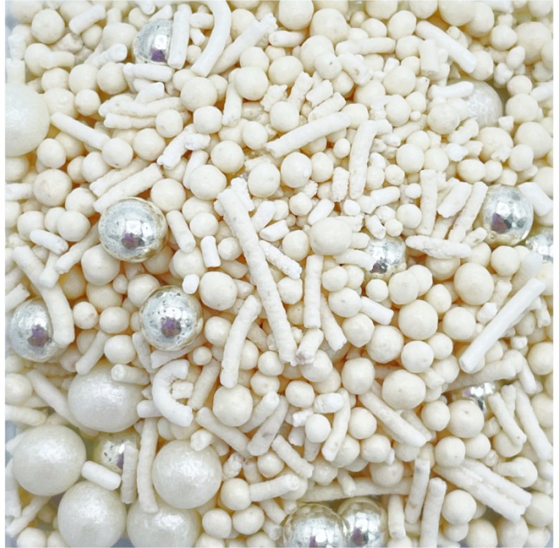 SPRINKLES MIX Deluxe Perla Bianco , Argento 100 g Decorazioni per Dolci e Biscotti - immagine 2