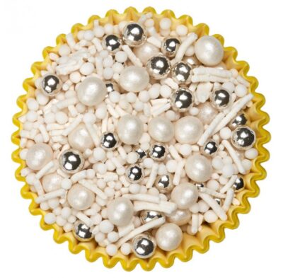 SPRINKLES MIX Deluxe Perla Bianco , Argento 100 g Decorazioni per Dolci e Biscotti