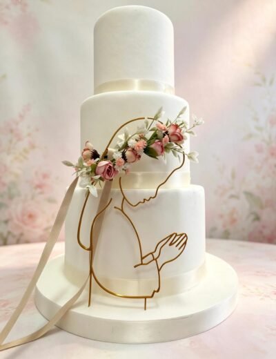 CAKE TOPPER SILHOUETTE BIMBA CHE PREGA MODELLO PLASTICA